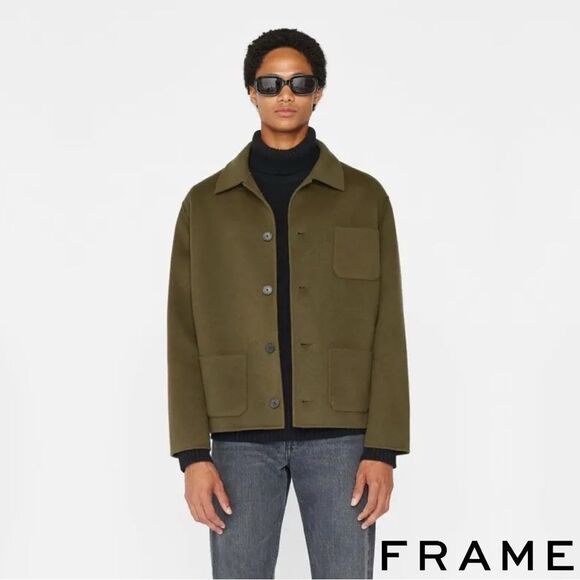 FRAME **NWT** Double Face Wool Jacket in Olive Green - Picture 9 of 11